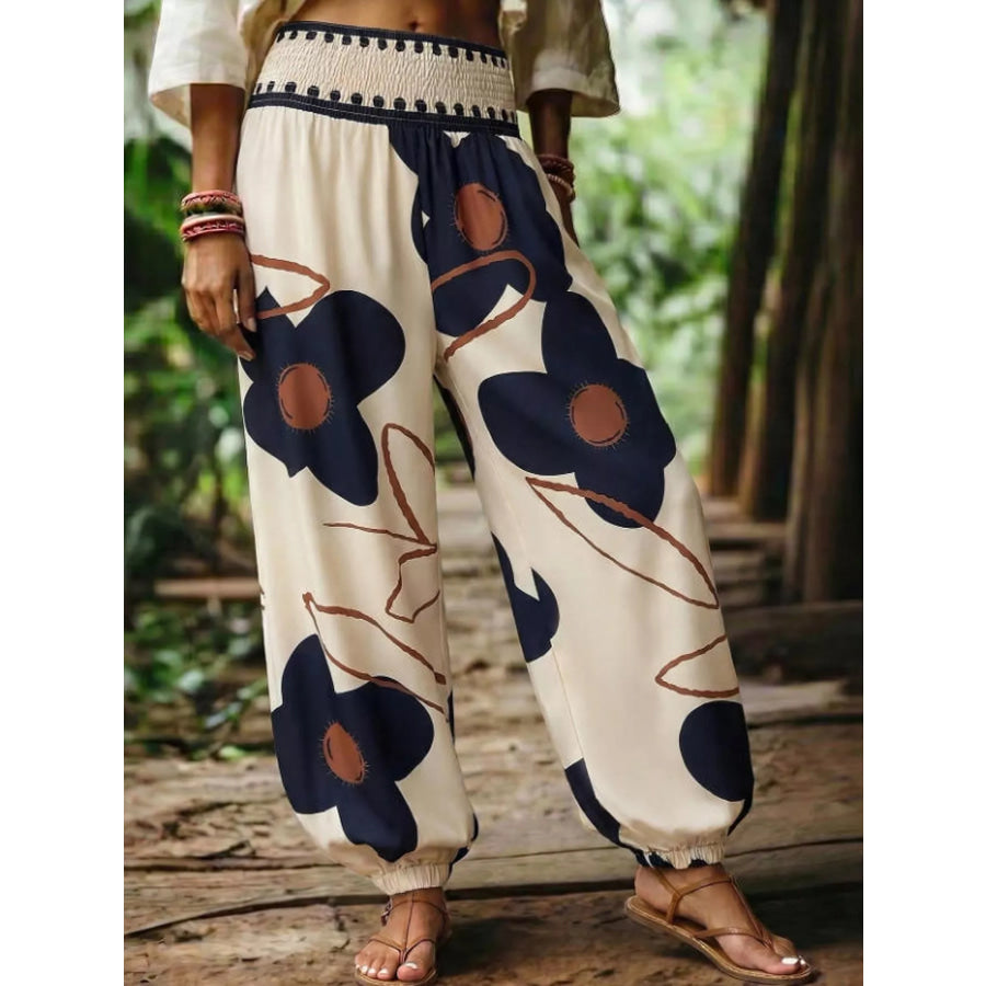 Floral Print Wide-Leg Pants Apparel and Accessories