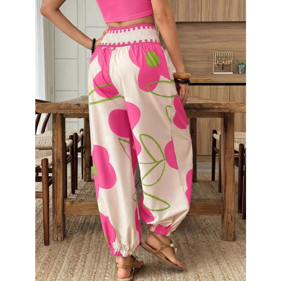 Floral Print Wide-Leg Pants Apparel and Accessories