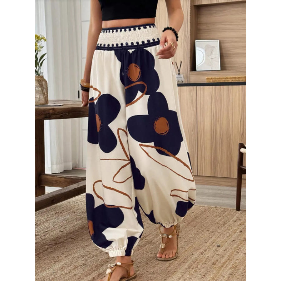 Floral Print Wide-Leg Pants Apparel and Accessories