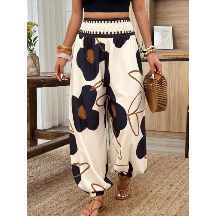 Floral Print Wide-Leg Pants Apparel and Accessories
