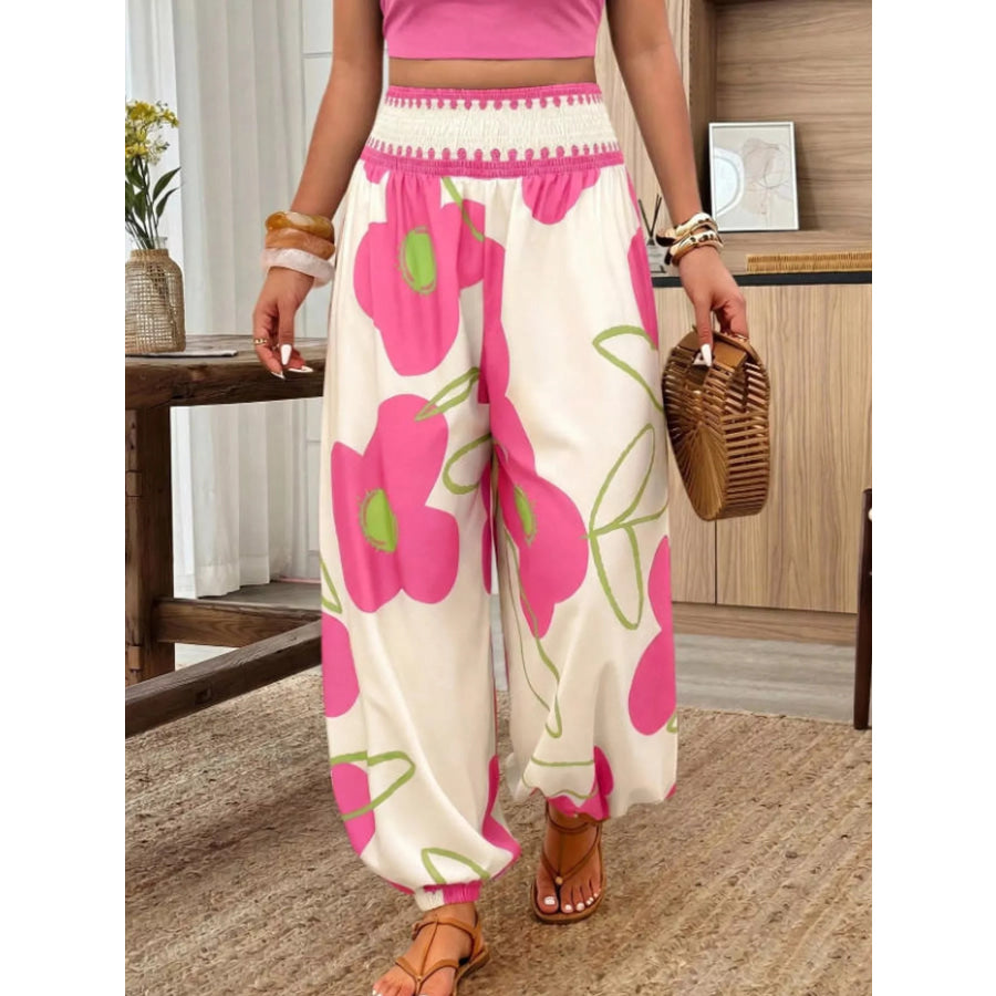 Floral Print Wide-Leg Pants Apparel and Accessories