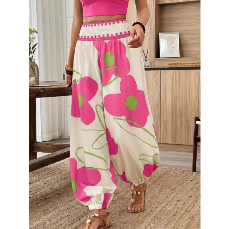Floral Print Wide-Leg Pants Apparel and Accessories