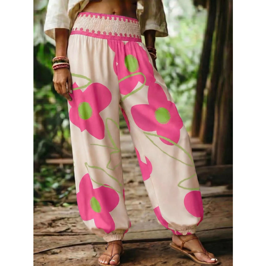 Floral Print Wide-Leg Pants Apparel and Accessories