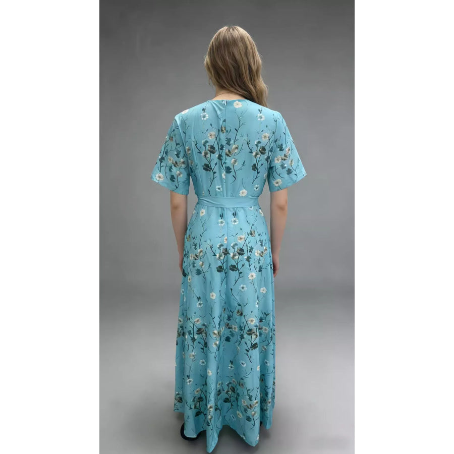 Floral Print Wrap Maxi Dress Apparel and Accessories