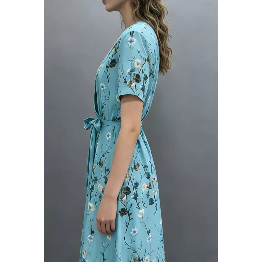 Floral Print Wrap Maxi Dress Apparel and Accessories