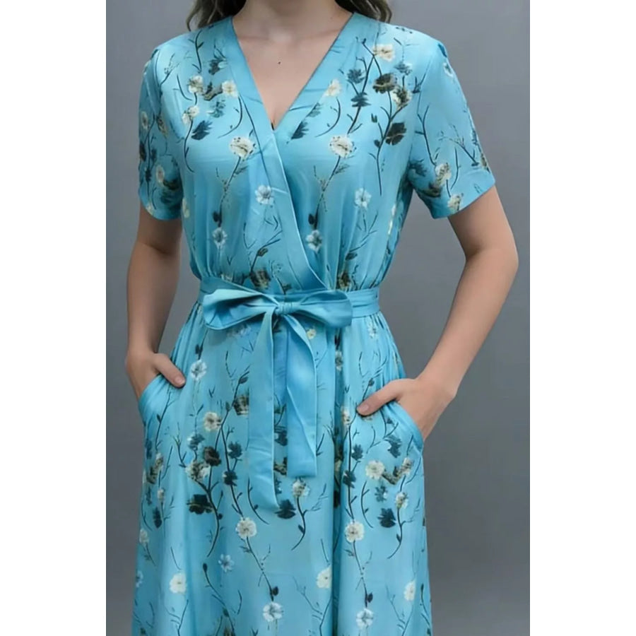 Floral Print Wrap Maxi Dress Apparel and Accessories