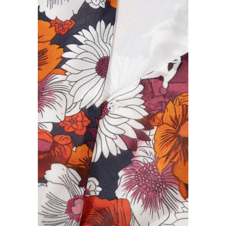 Floral Print Wrap V Neck Puff Sleeve Flowy Mini Dress Apparel and Accessories