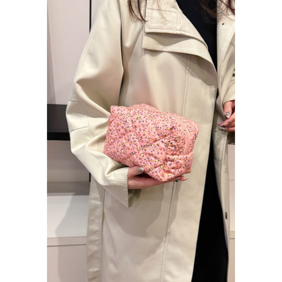 Floral Quilted Clutch with Plaid Lining Apparel and Accessories