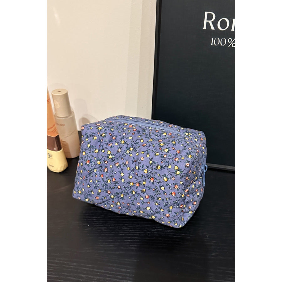 Floral Quilted Clutch with Plaid Lining Apparel and Accessories