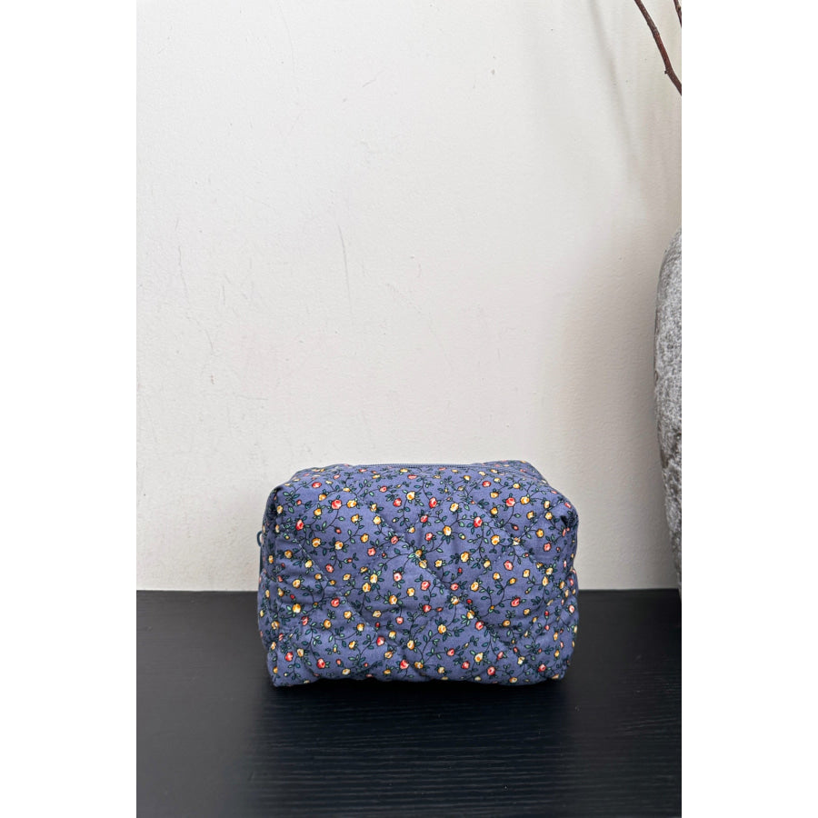 Floral Quilted Clutch with Plaid Lining Apparel and Accessories