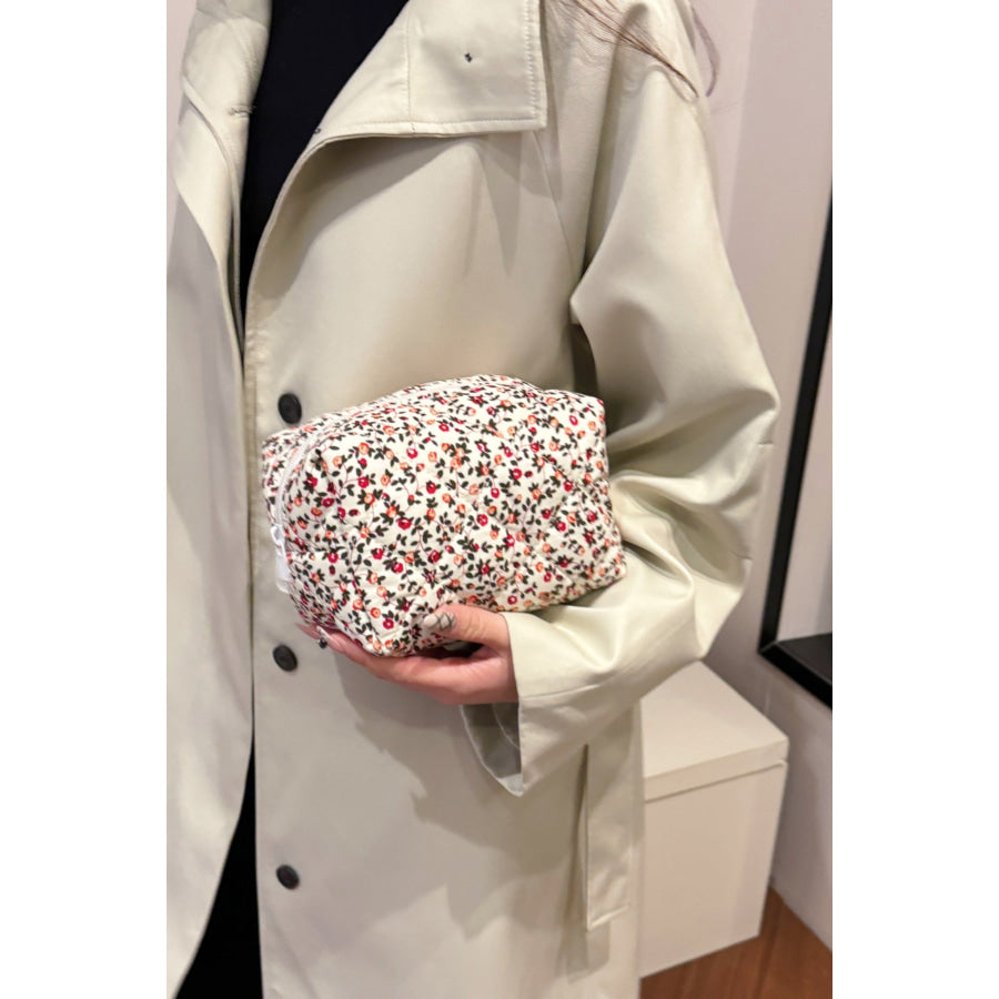 Floral Quilted Clutch with Plaid Lining Apparel and Accessories