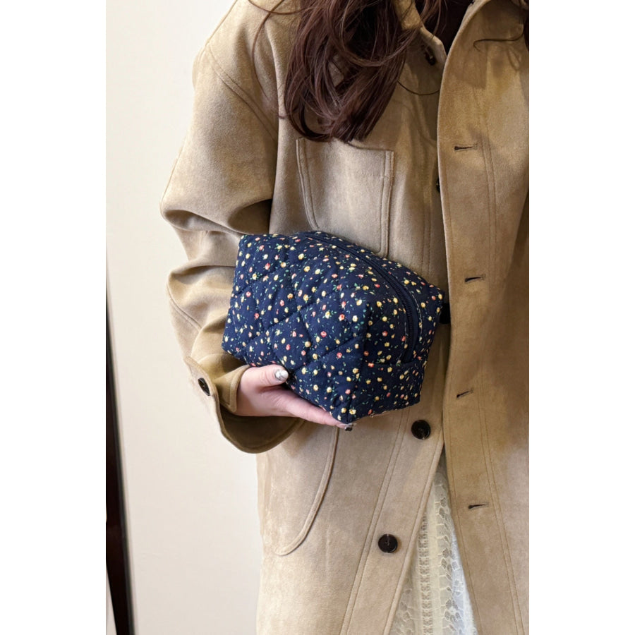 Floral Quilted Clutch with Plaid Lining Apparel and Accessories