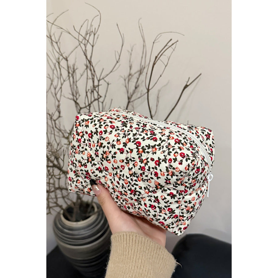 Floral Quilted Clutch with Plaid Lining Apparel and Accessories