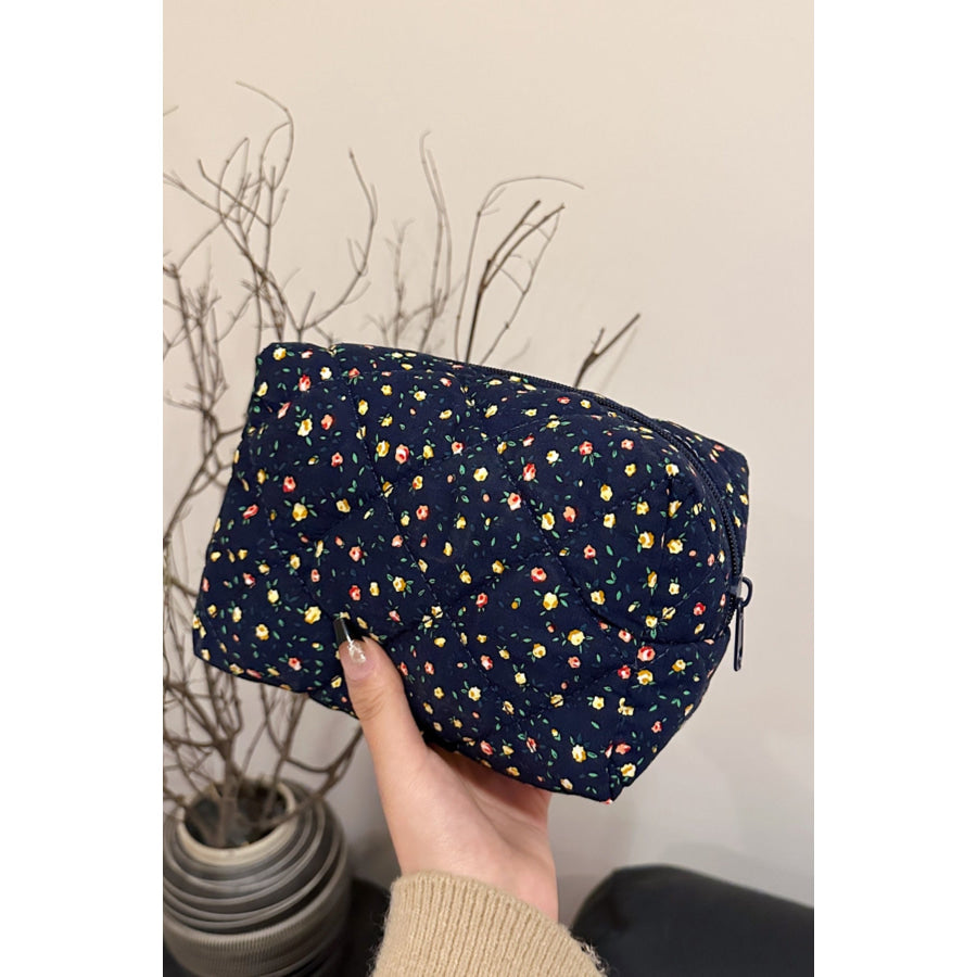 Floral Quilted Clutch with Plaid Lining Apparel and Accessories