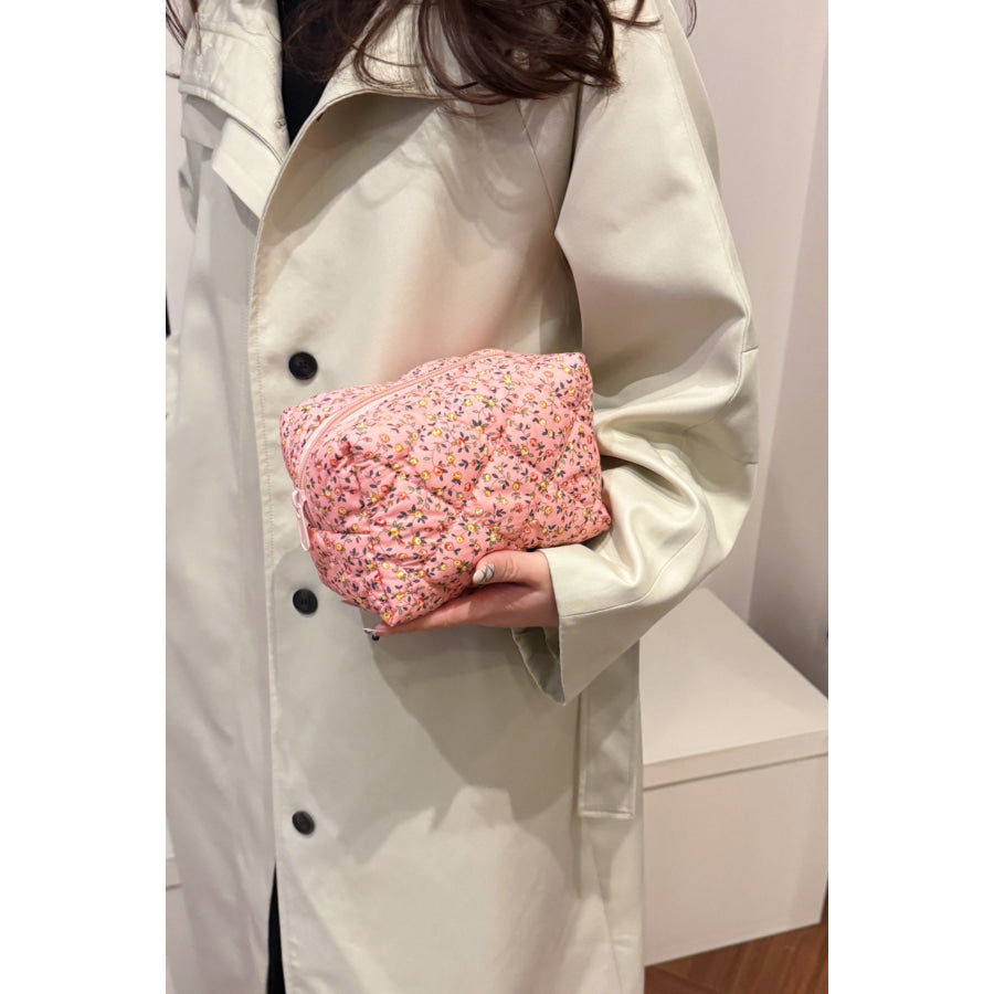 Floral Quilted Clutch with Plaid Lining Apparel and Accessories