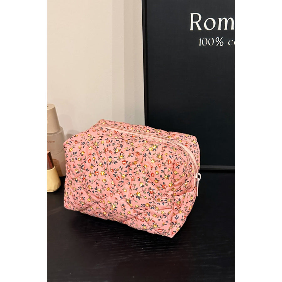 Floral Quilted Clutch with Plaid Lining Apparel and Accessories