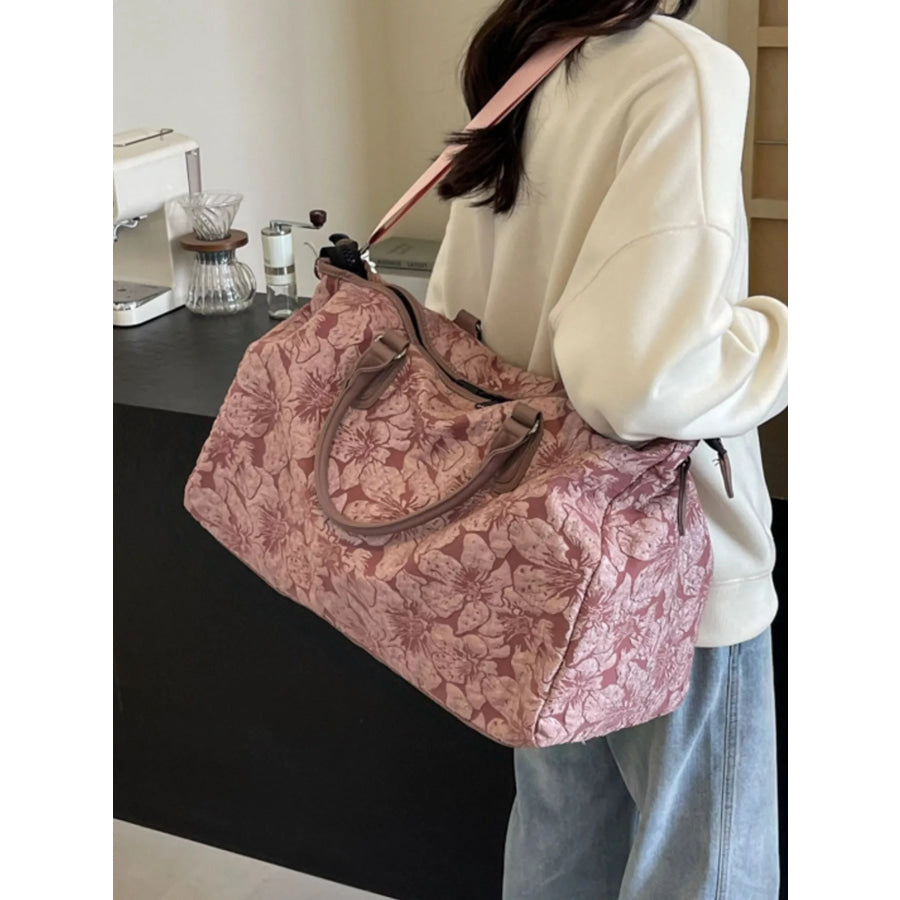 Floral Quilted Travel Bag Pink / One Size Apparel and Accessories