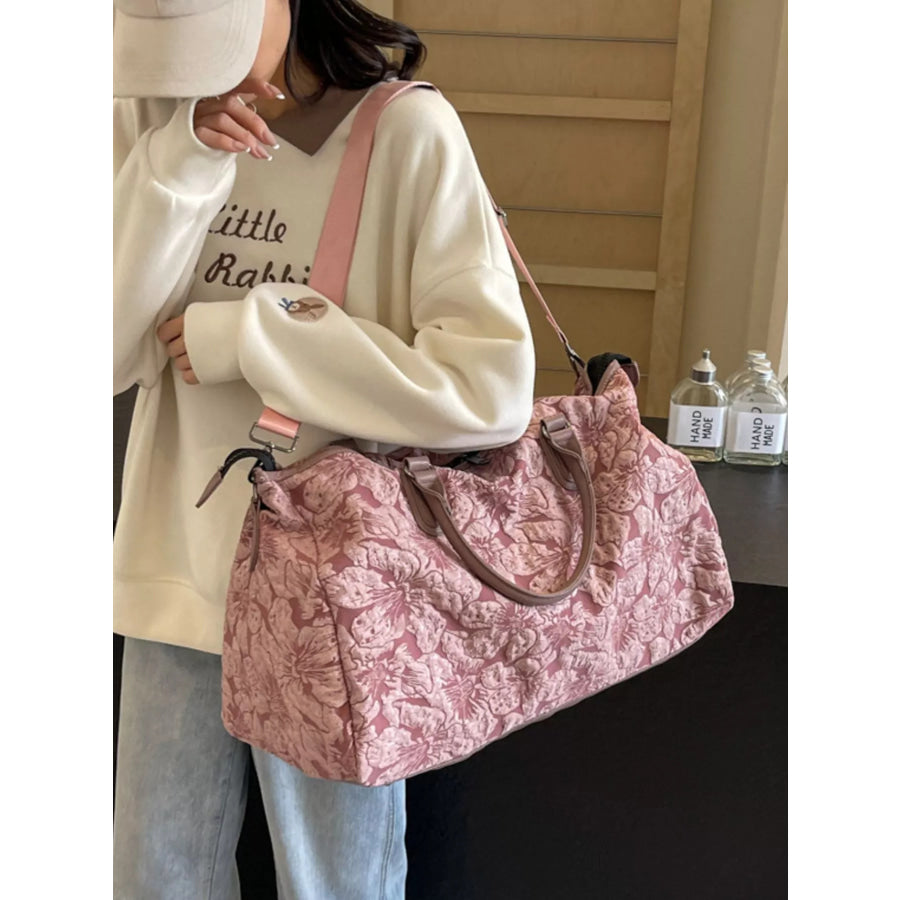 Floral Quilted Travel Bag Pink / One Size Apparel and Accessories