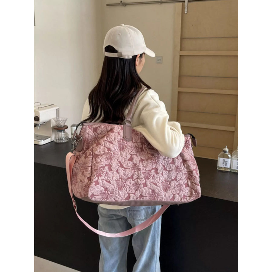 Floral Quilted Travel Bag Pink / One Size Apparel and Accessories