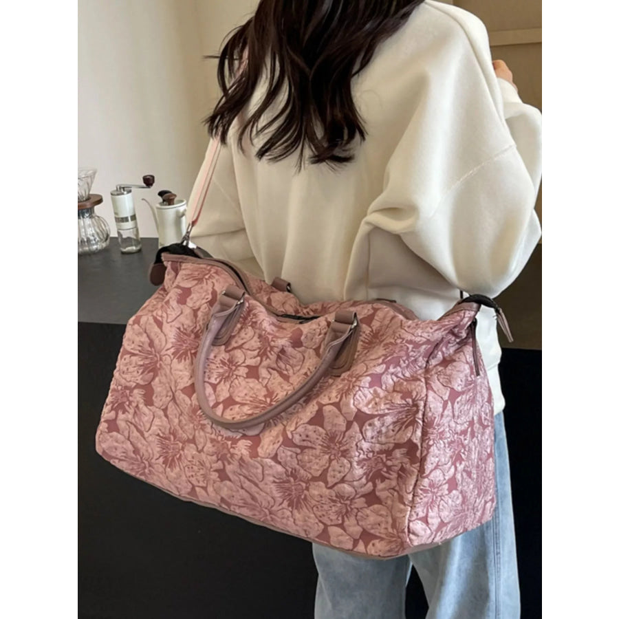 Floral Quilted Travel Bag Pink / One Size Apparel and Accessories