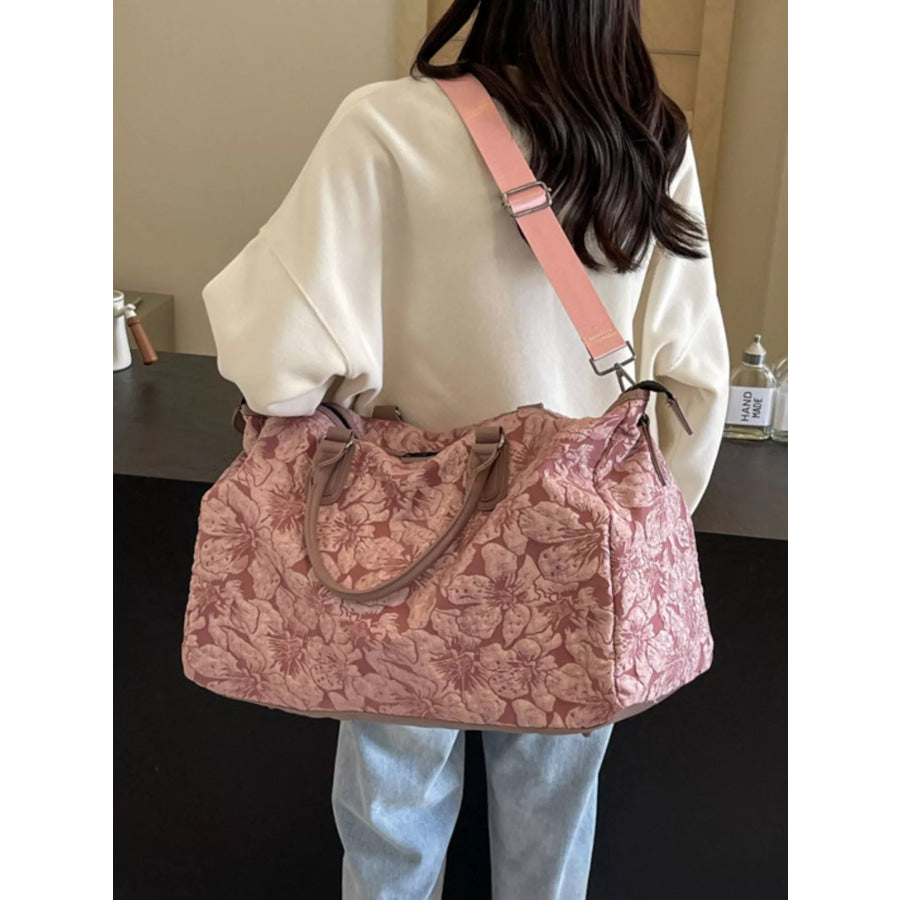 Floral Quilted Travel Bag Pink / One Size Apparel and Accessories