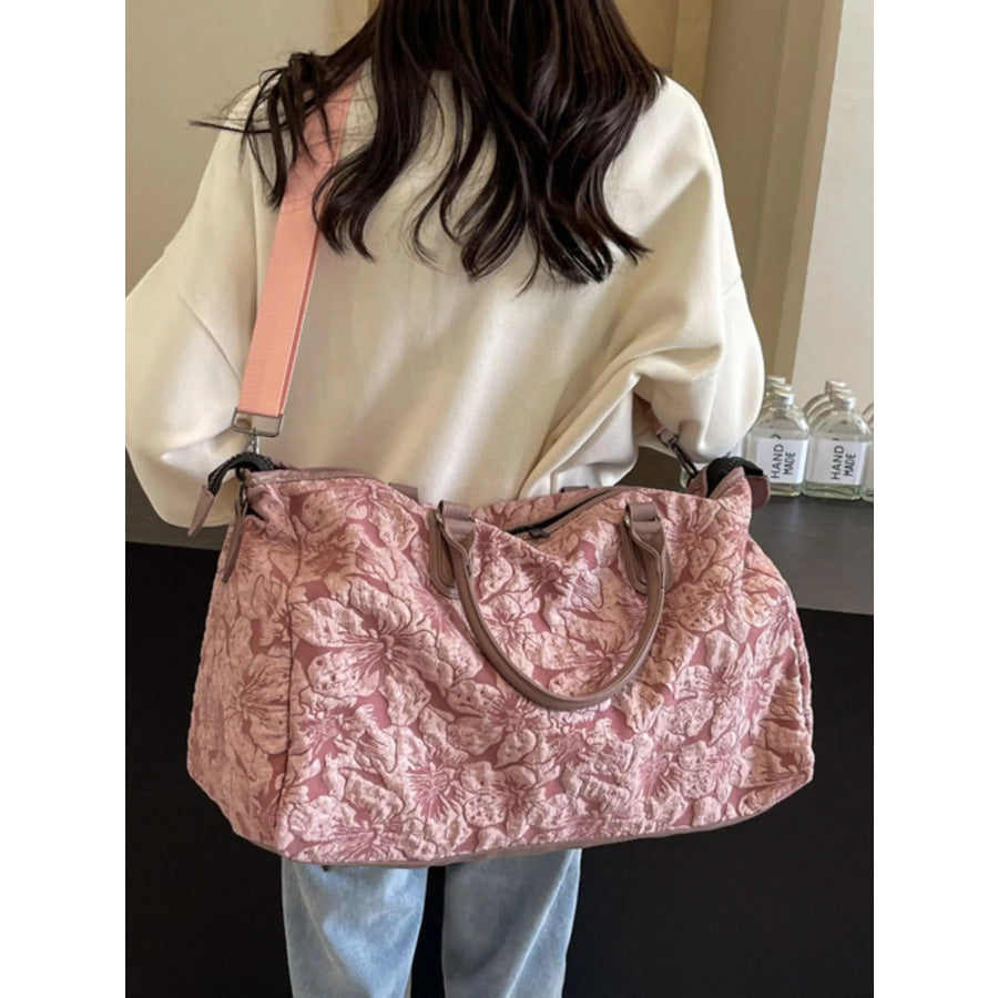 Floral Quilted Travel Bag Pink / One Size Apparel and Accessories