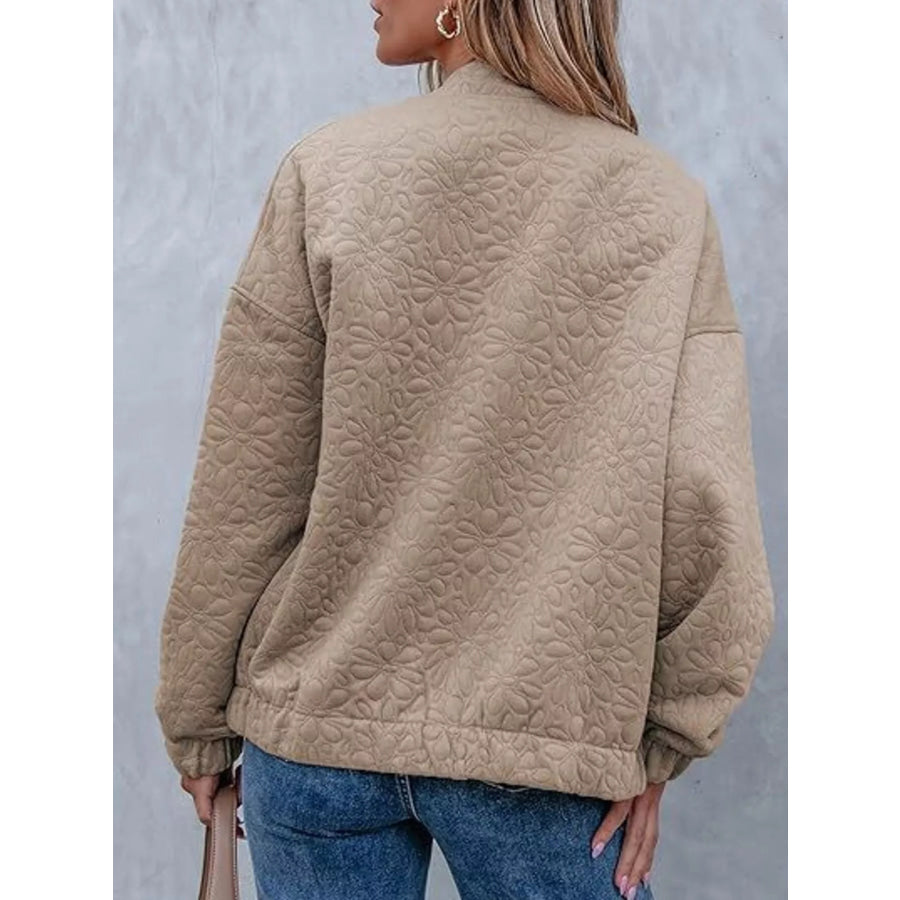 Floral Quilted Zip Up Jacket Apparel and Accessories