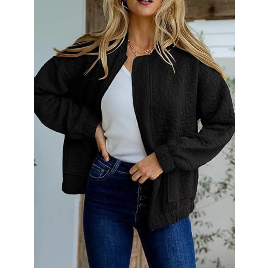 Floral Quilted Zip Up Jacket Apparel and Accessories