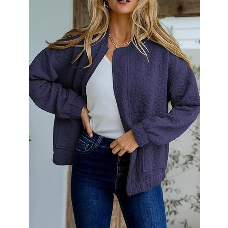 Floral Quilted Zip Up Jacket Apparel and Accessories