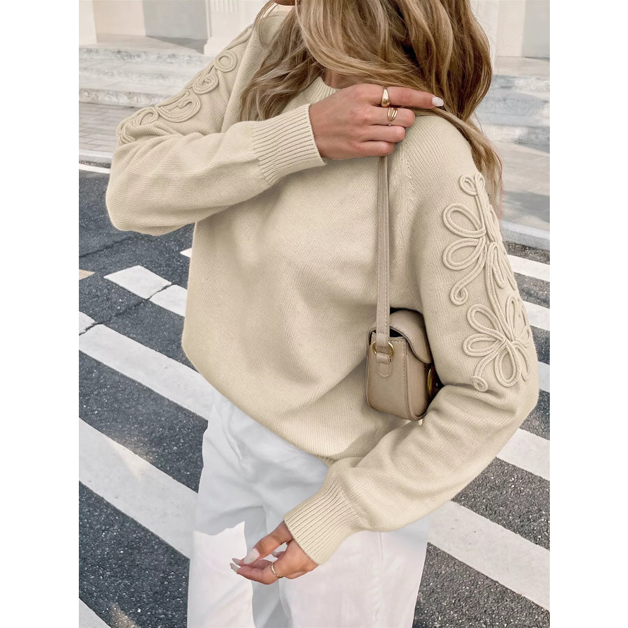 Floral Raglan Sleeve Sweater Apparel and Accessories