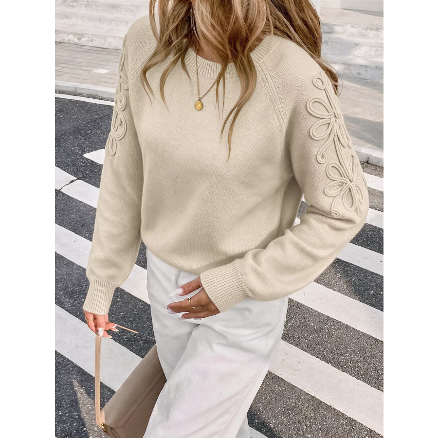 Floral Raglan Sleeve Sweater Apparel and Accessories