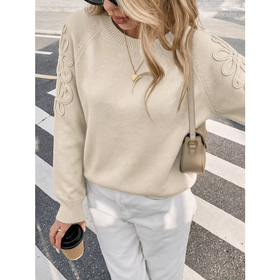 Floral Raglan Sleeve Sweater Apparel and Accessories