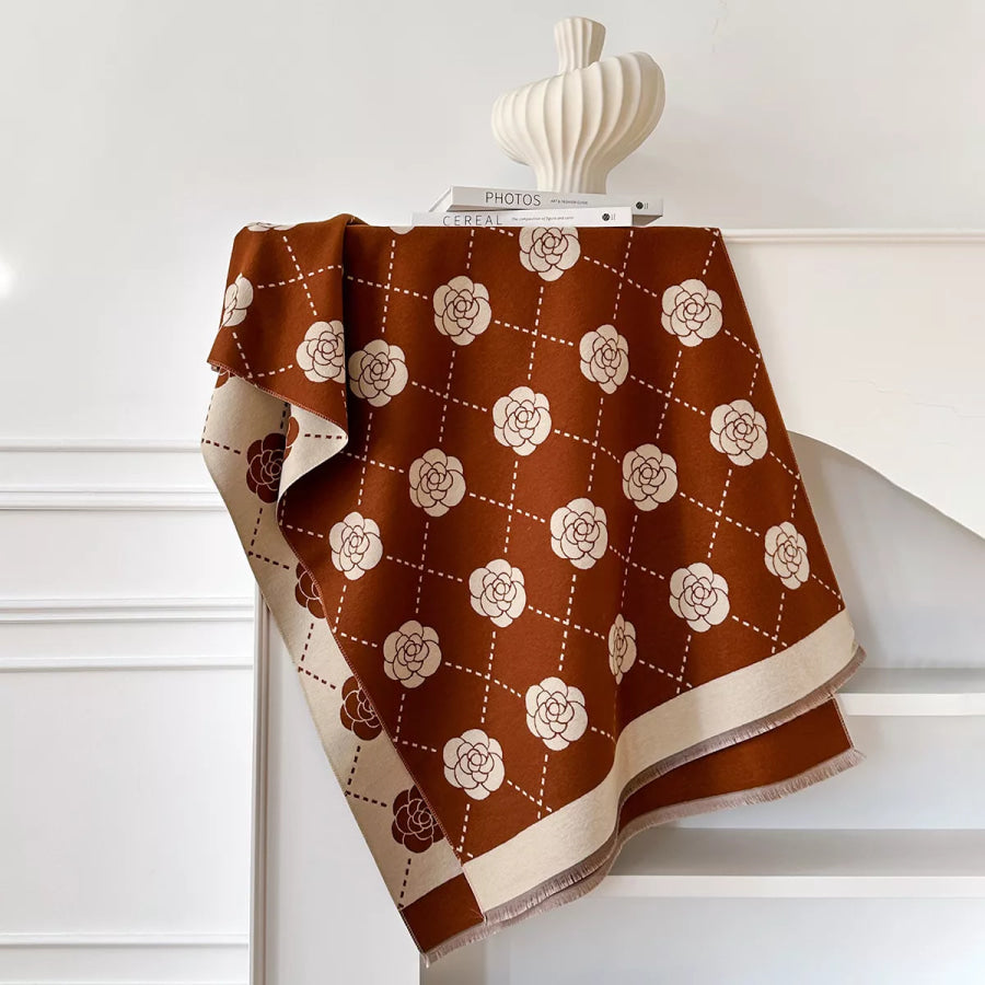 Floral Raw Hem Scaarf Apparel and Accessories