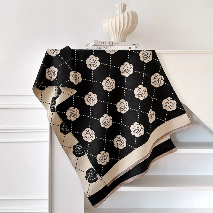 Floral Raw Hem Scaarf Apparel and Accessories