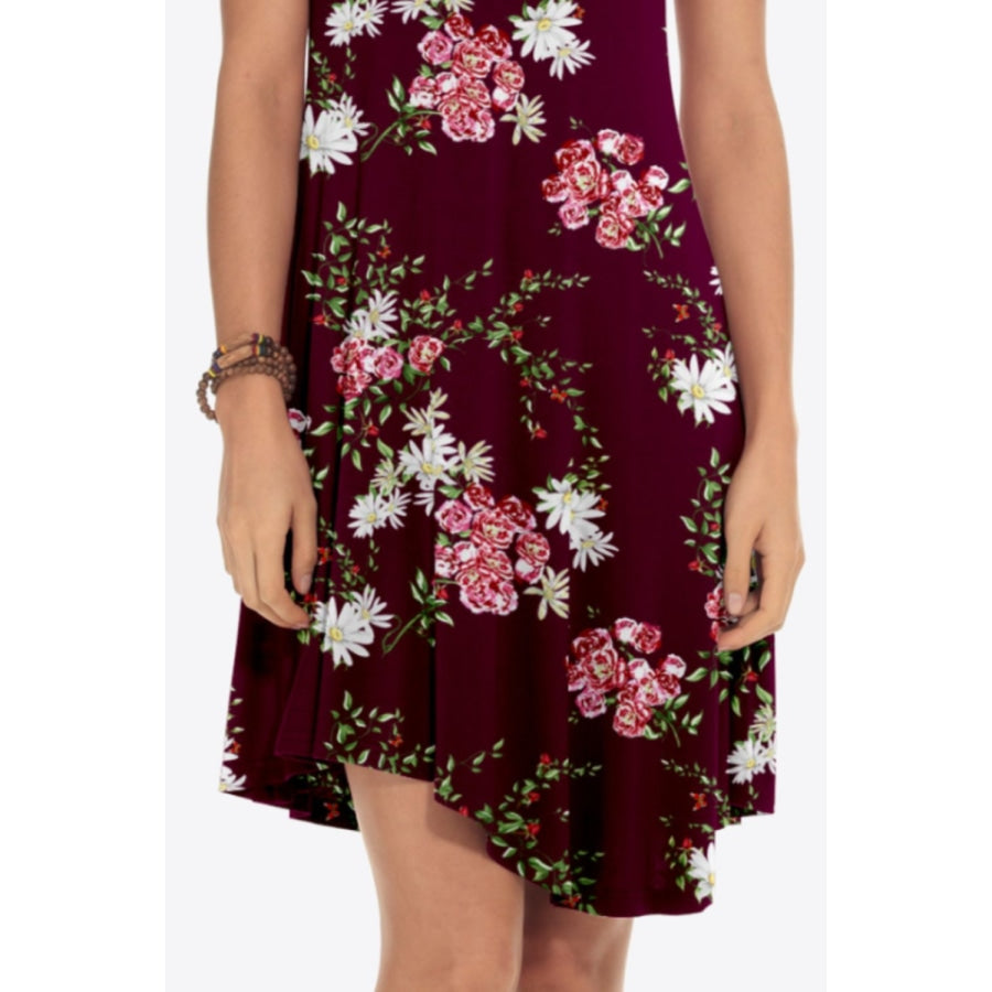 Floral Round Neck Short Sleeve Dress