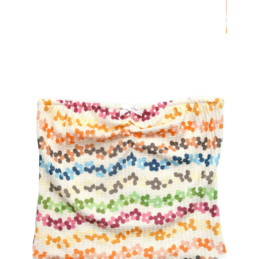 Floral Ruched Tube Top Apparel and Accessories