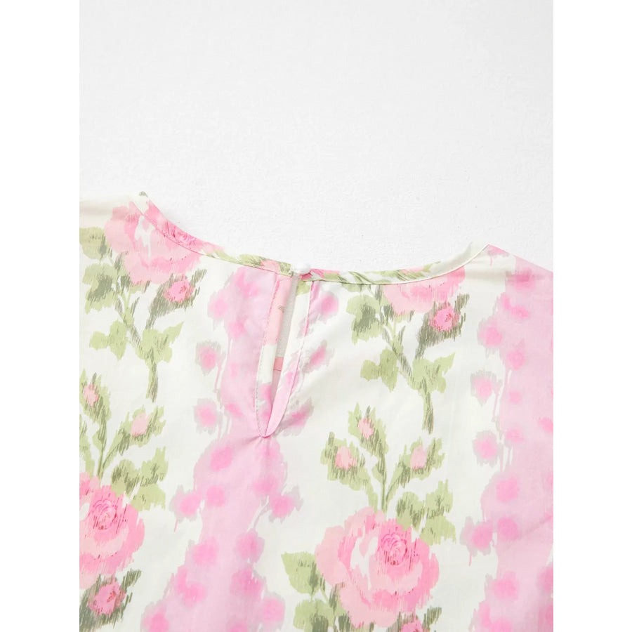 Floral Ruffle Sleeve Blouse Apparel and Accessories