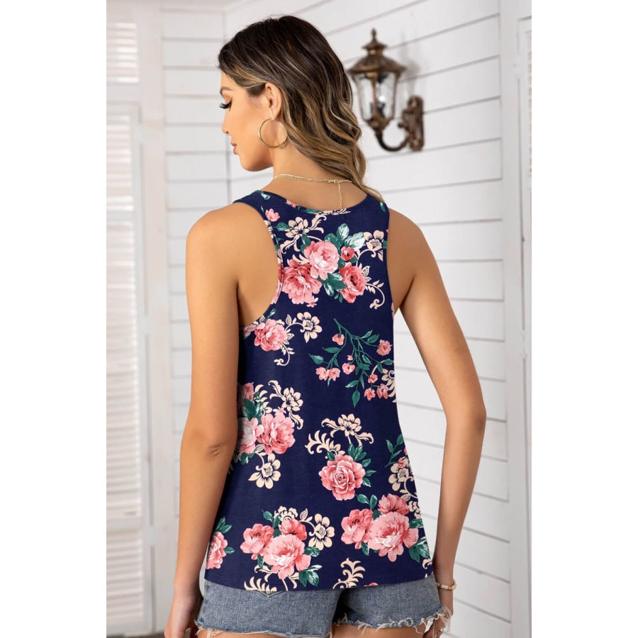 Floral Scoop Neck Tank Top