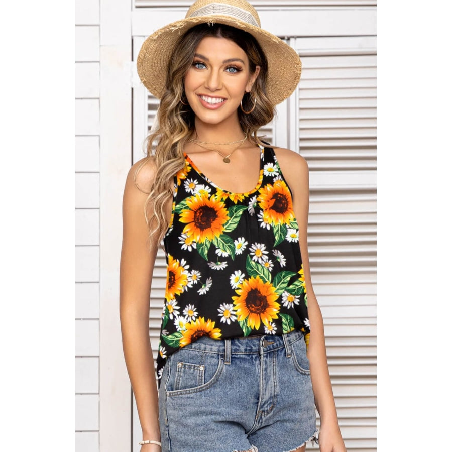 Floral Scoop Neck Tank Top