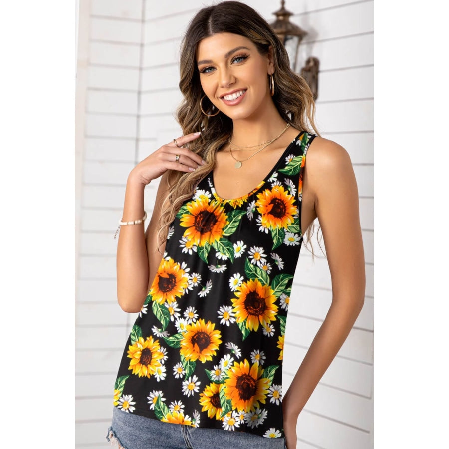 Floral Scoop Neck Tank Top