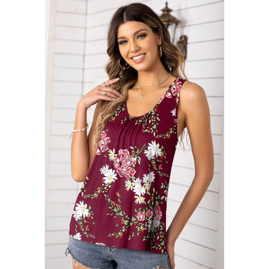 Floral Scoop Neck Tank Top