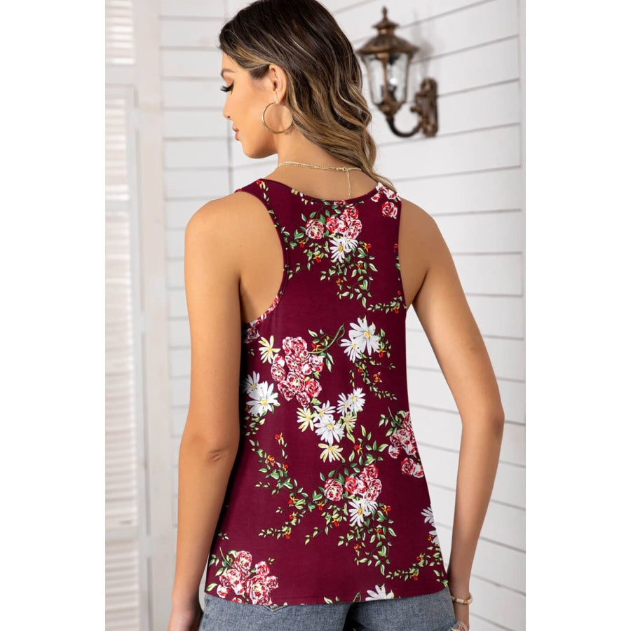 Floral Scoop Neck Tank Top