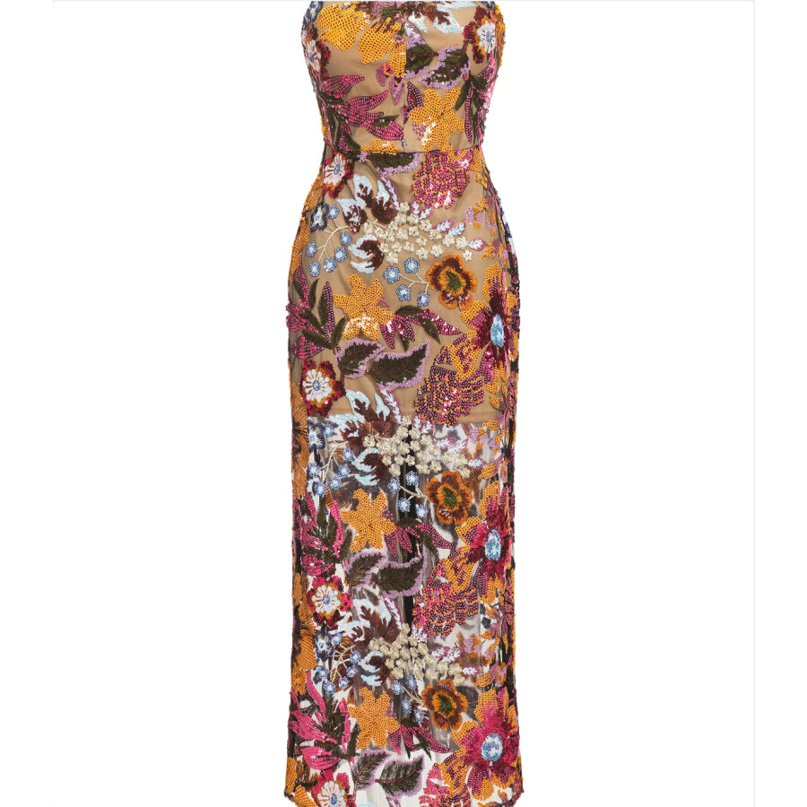 Floral Sequin Strapless Dress XS Women’s Fashion - Weddings & Events - Celebrity-Inspired Dresses