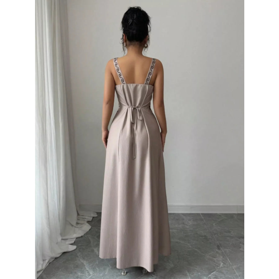 Floral Sleeveless Maxi Dress with Side Slit Apparel and Accessories