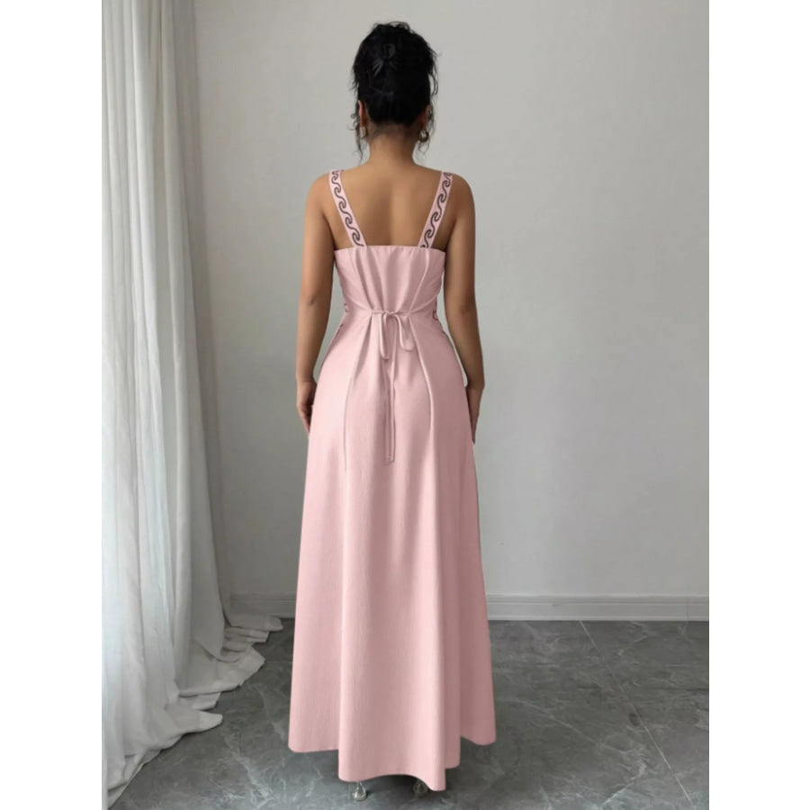 Floral Sleeveless Maxi Dress with Side Slit Apparel and Accessories