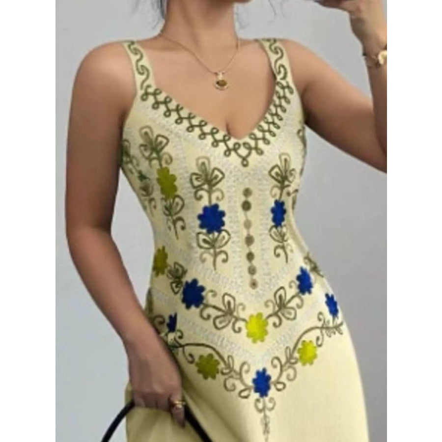 Floral Sleeveless Maxi Dress with Side Slit Apparel and Accessories
