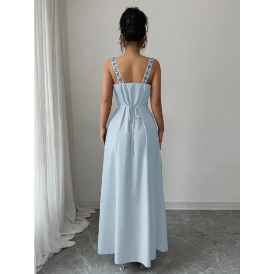 Floral Sleeveless Maxi Dress with Side Slit Apparel and Accessories