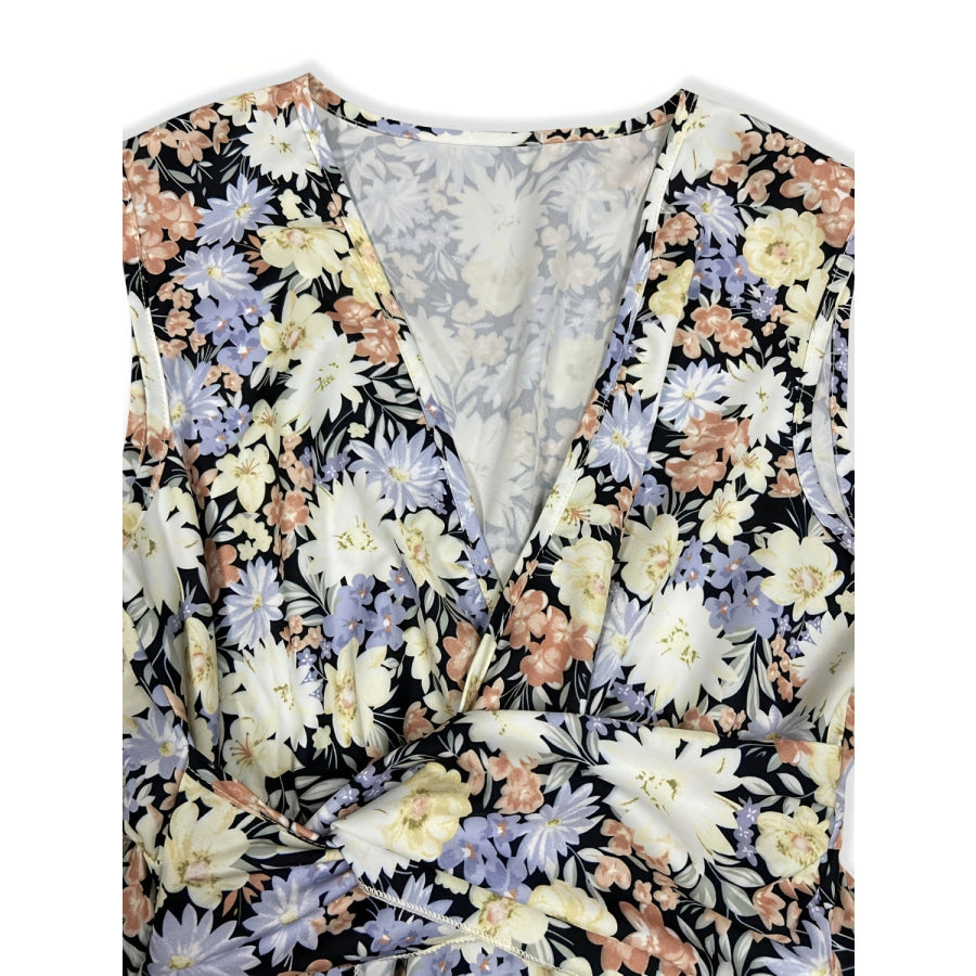 Floral Sleeveless Midi Dress Apparel and Accessories