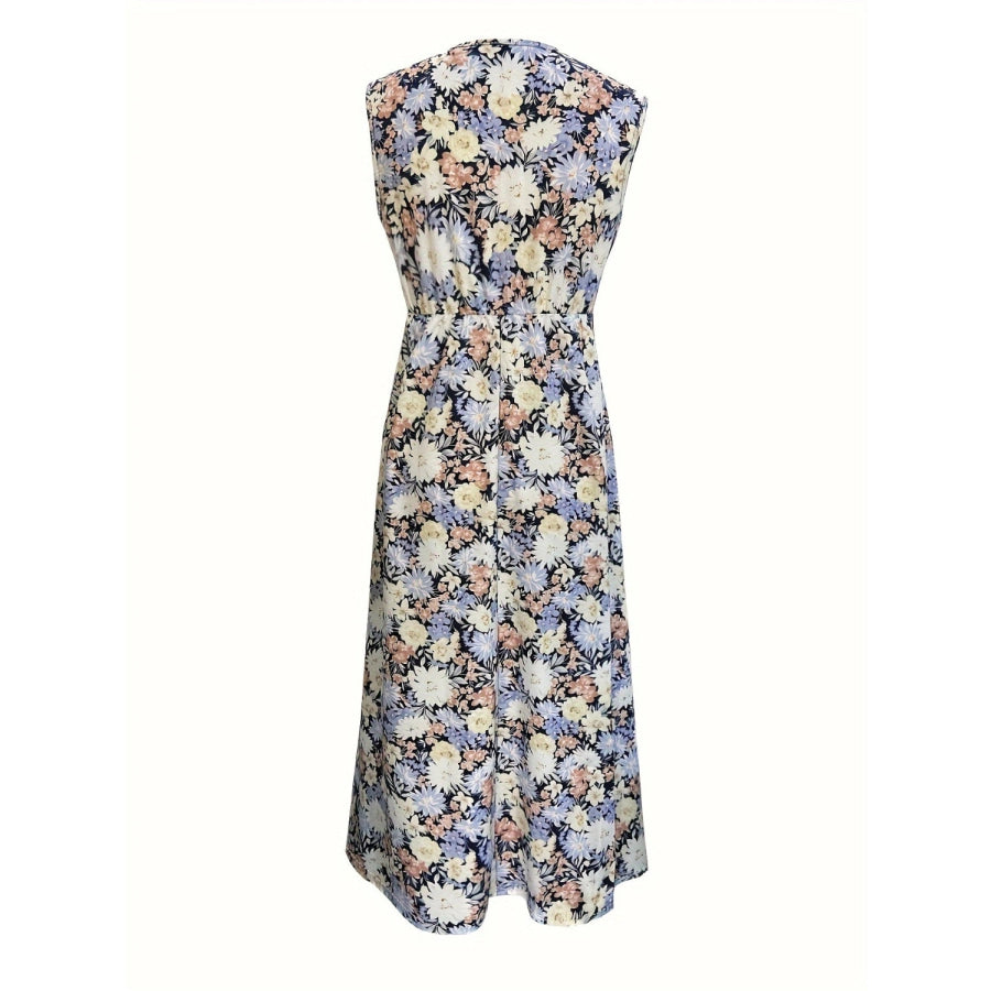 Floral Sleeveless Midi Dress Apparel and Accessories