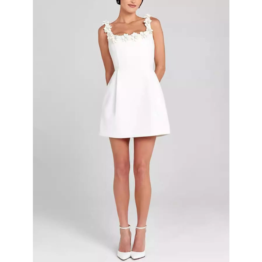 Floral Sleeveless Mini Dress with Pockets Apparel and Accessories